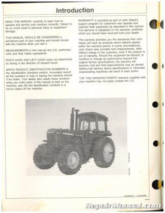 Used John Deere 4055 4255 4455 Tractors Operators Manual K9