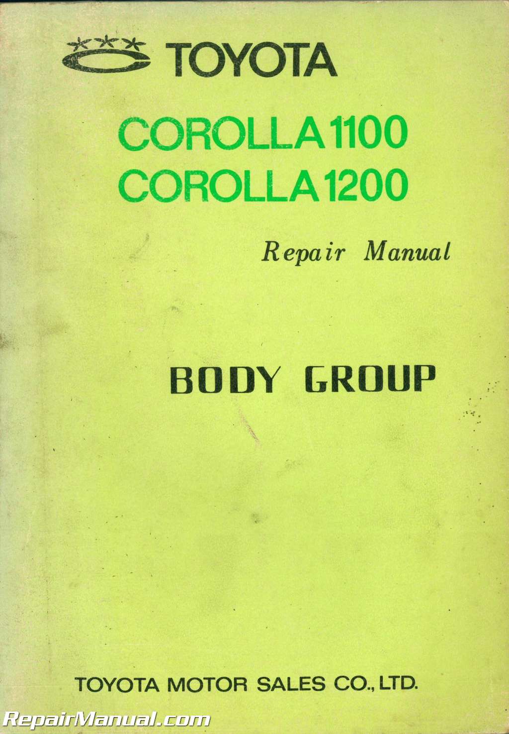 1968 1970 Toyota Corolla 1100 1200 Repair Manual Body Group