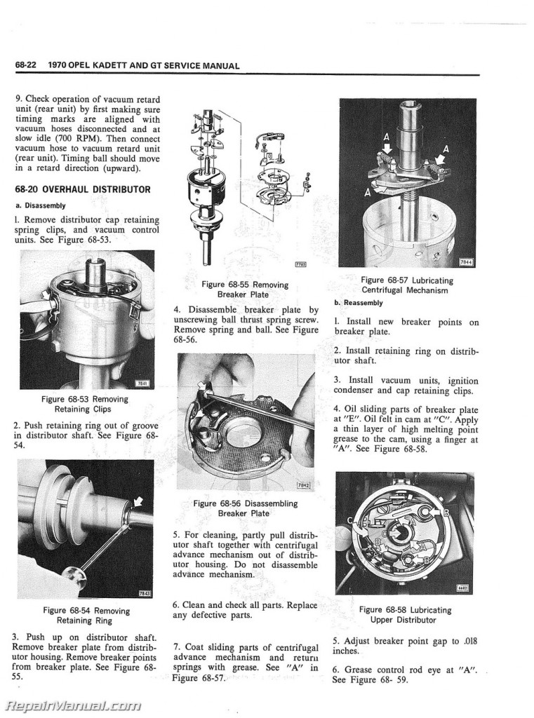 1970 Opel Kadett & GT Service Manual