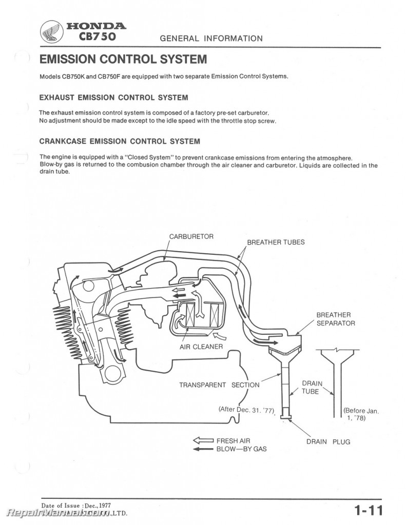 1978 Honda CB750K8 CB750F3 Motorcycle Service Manual