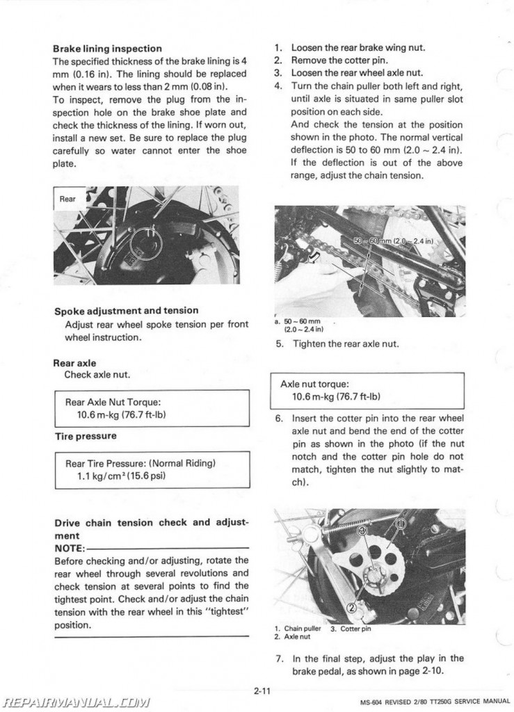 1980 Yamaha TT250G Service Manual