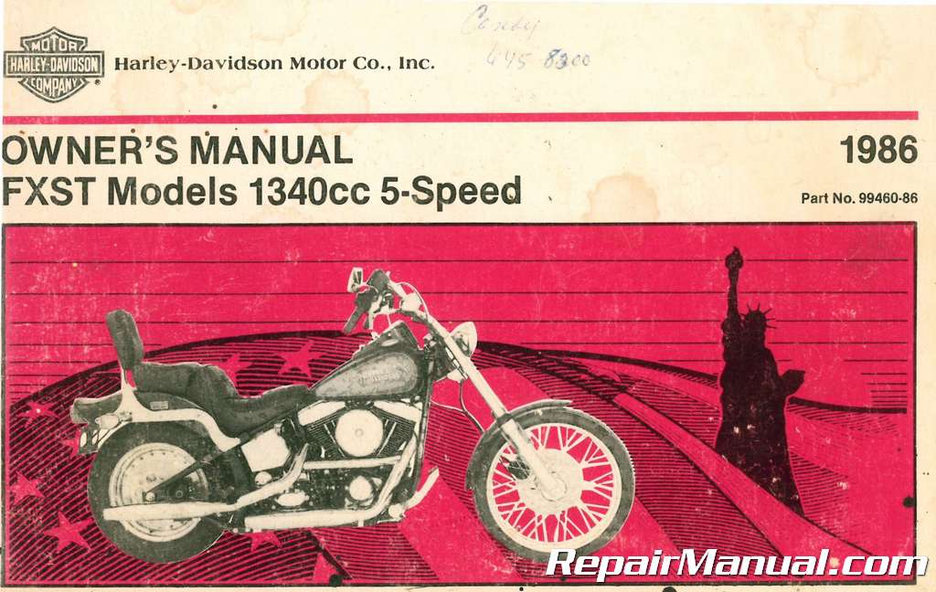 Used 1986 Harley Davidson FXST Motorcycle Owners Manual