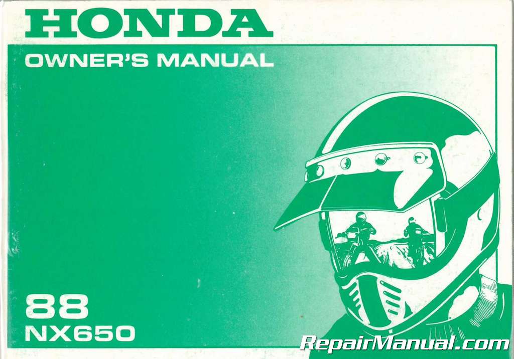 1988 Honda NX650 Motorcycle Owners Manual