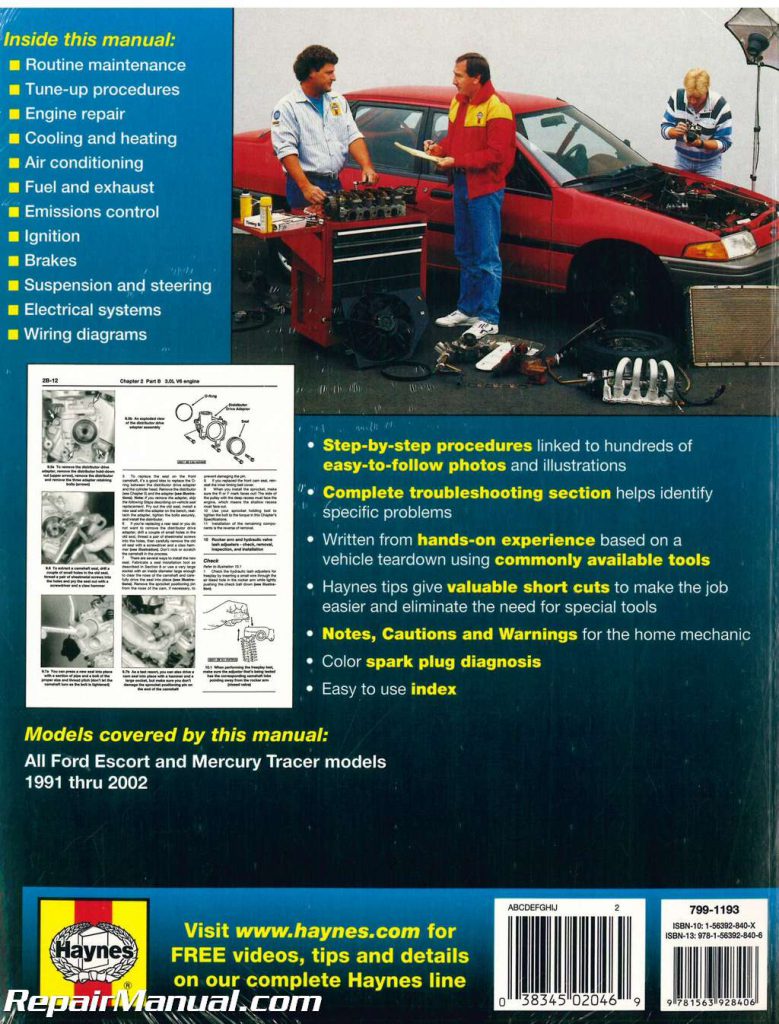 1991-2002 Ford Escort and Mercury Tracer Automobile Repair Manual by Haynes