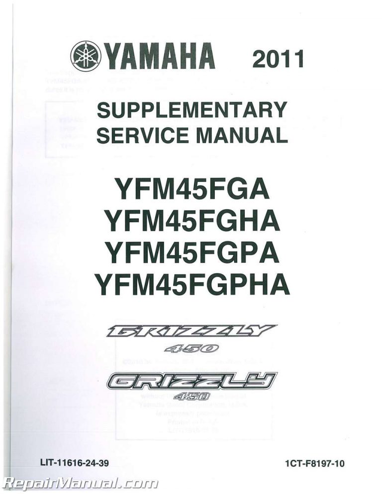 2003-2006 Yamaha Kodiak 450 4WD 2007-2014 Grizzly 450 4WD Service Manual