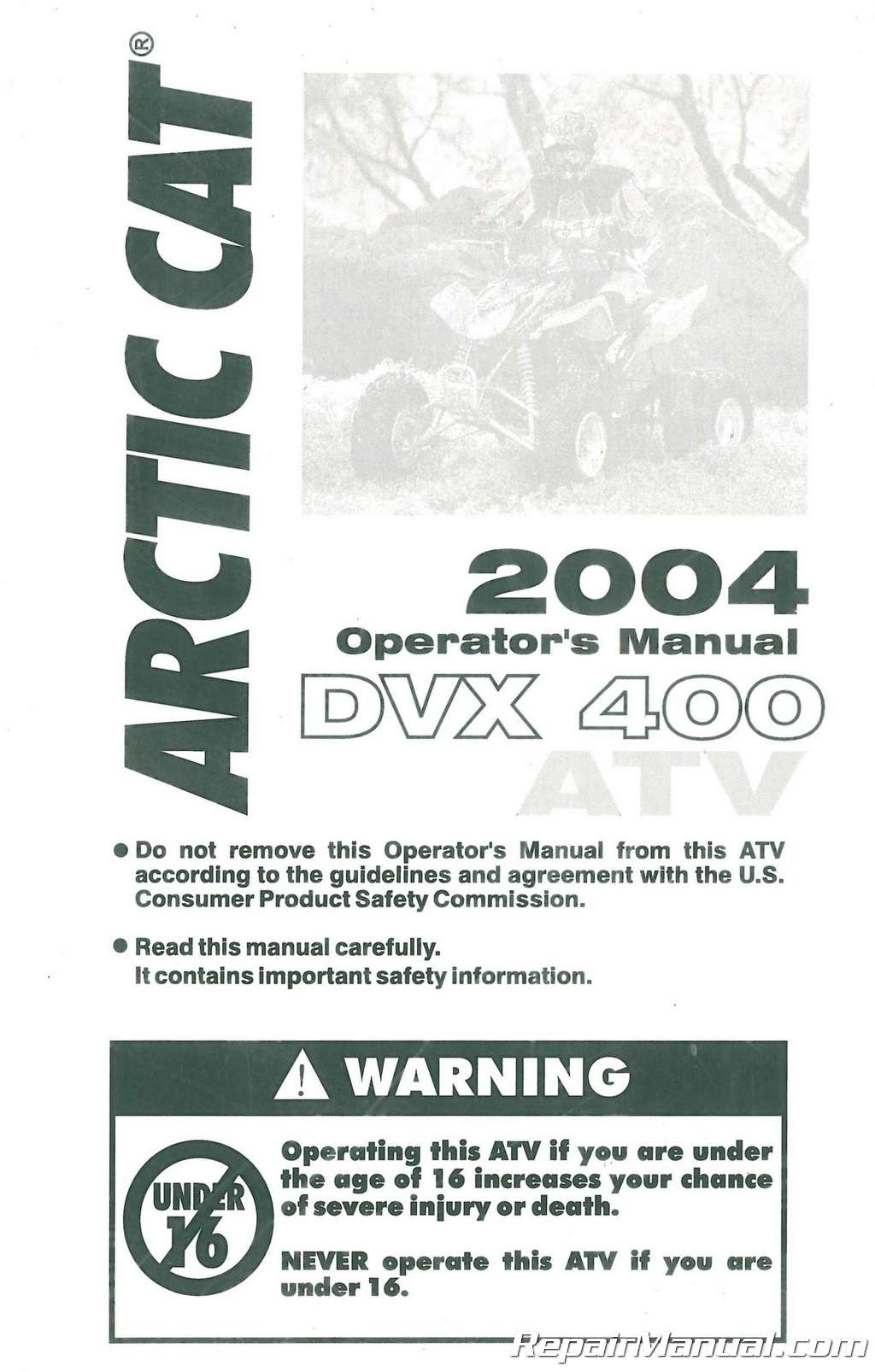 2004 Arctic Cat 400 DVX Owners Manual