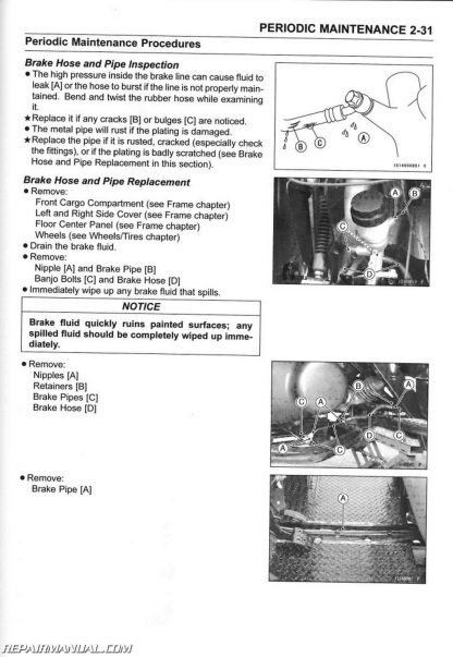 2005-2016 Kawasaki KAF400 UTV Mule 610 4×4 600 UTV Service Manual