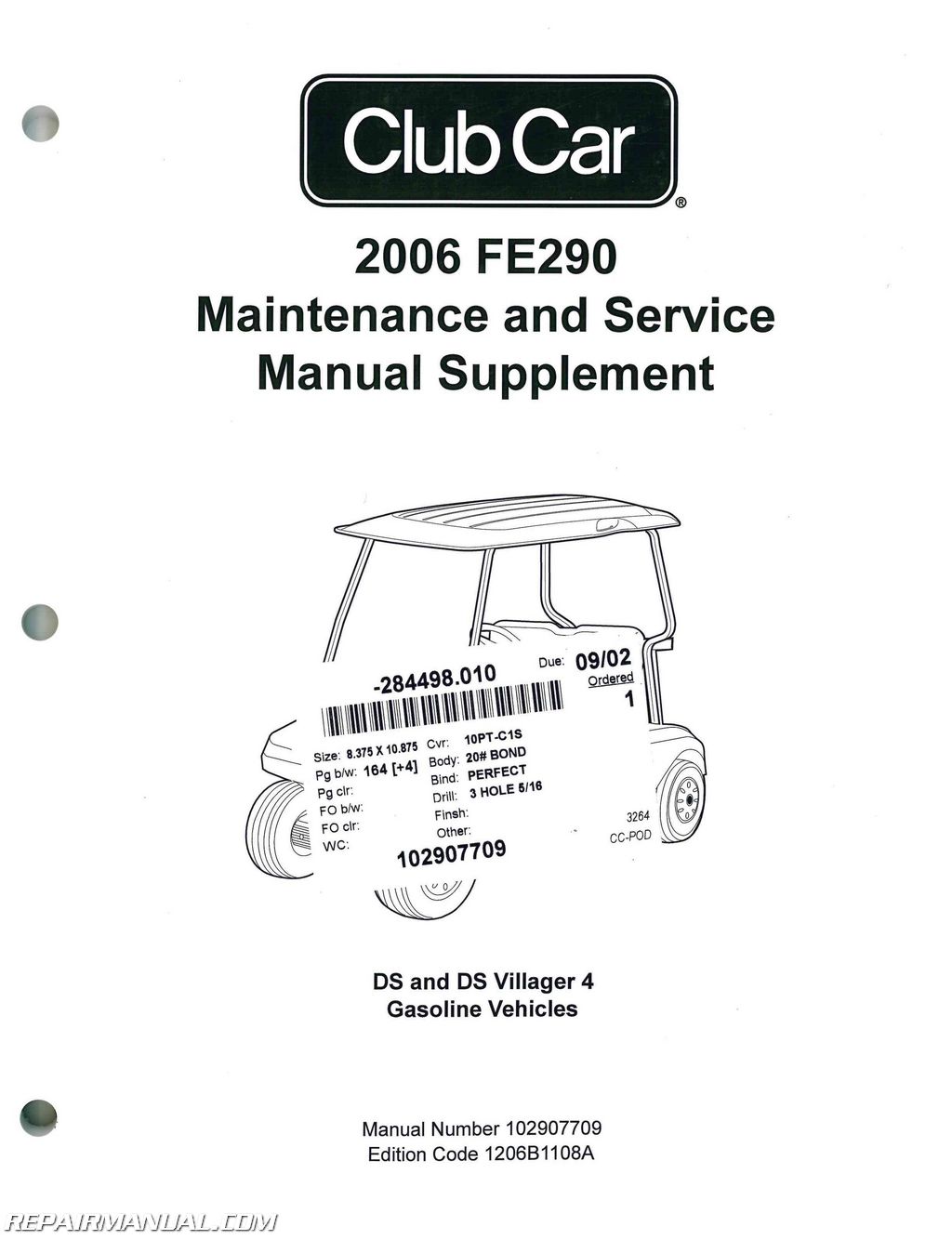 2006 Club Car FE290 Gasoline Service Manual Supplement