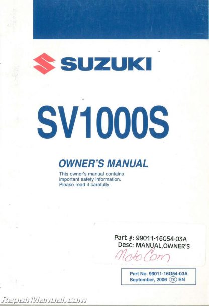 Suzuki sv1000s мануал