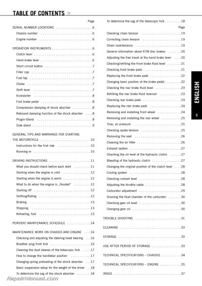 2008 KTM 65SX 65XC Motorcycle Owners Manual - Image 2