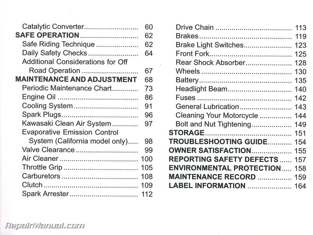 Kawasaki Ke 250 Manual