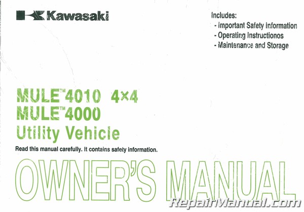 2011 Kawasaki KAF620P Mule 4000 Owners Manual