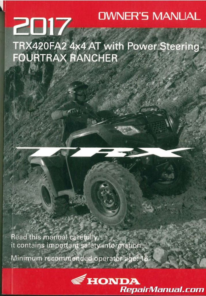 2008 Honda TRX420TM FM Fourtrax Rancher 4X4 ATV Owners Manual