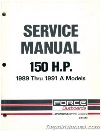 Used Force 150hp Outboard Engine 1989 - 1991 Printed Repair Service Manual