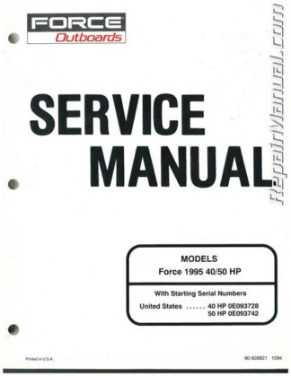 Used Force 40hp 50hp Outboard Engine 1995 Printed Repair Service Manual