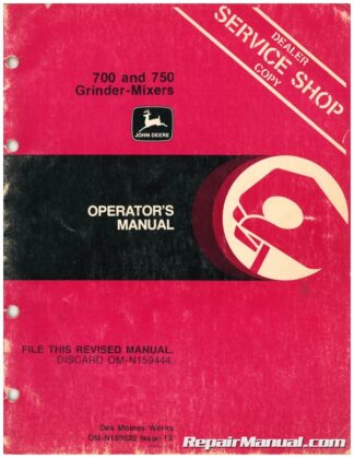 Used John Deere 700 and 750 Grinder Mixers Operators Manual F9