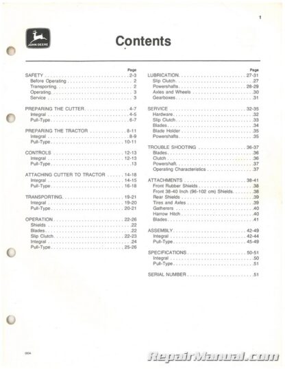 Used John Deere 1408 Rotary Cutter Operators Manual E8 - Image 2