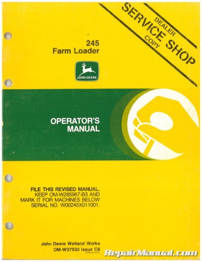 Used John Deere 245 Farm Loaders Operators Manual