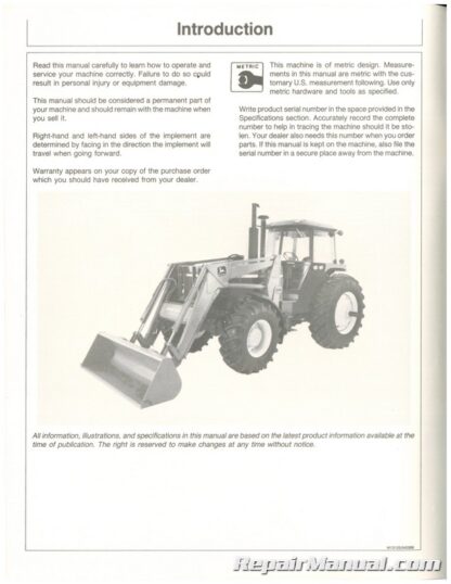 Used John Deere 280 Farm Loader Operators Manual D6 - Image 4