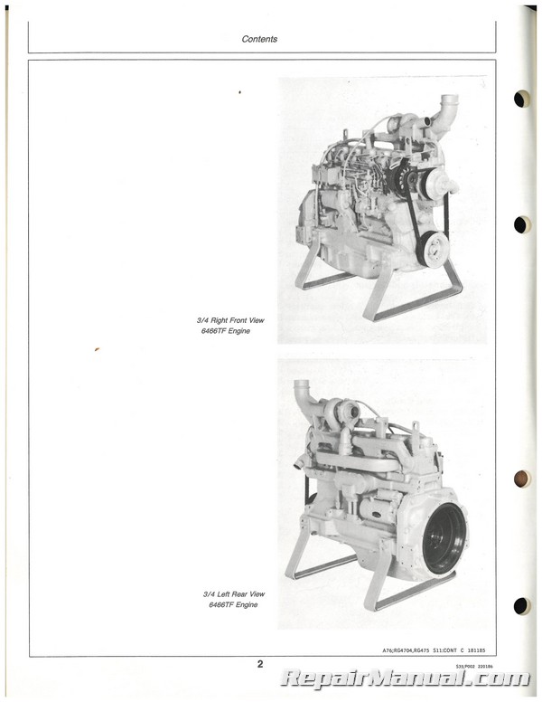 Used John Deere 400 Series Engines Operators Manual B6