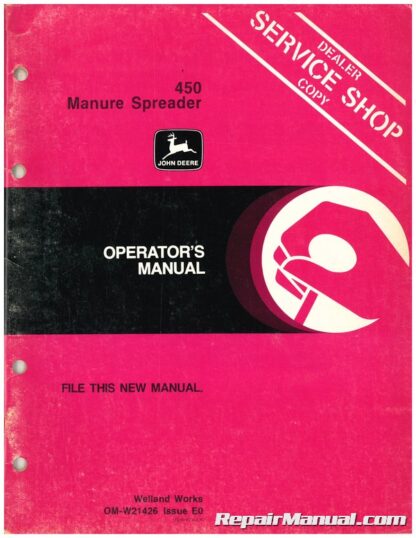 Used John Deere 450 Manure Spreader Operators Manual E0