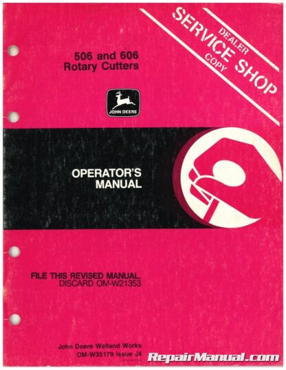 Used John Deere 506 And 606 Rotary Cutter Operators Manual J4