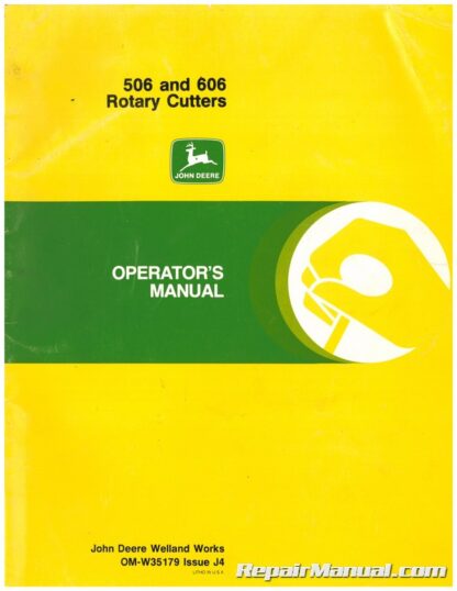 Used John Deere 506 And 606 Rotary Cutter Operators Manual J4 - Image 4