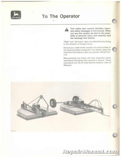 Used John Deere 506 And 606 Rotary Cutter Operators Manual J4 - Image 3