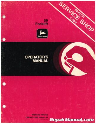 Used John Deere 59 Forklift Operators Manual J8