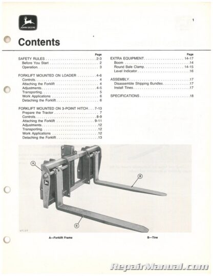 Used John Deere 59 Forklift Operators Manual K6 - Image 2