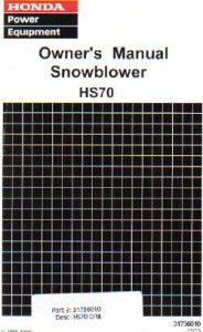 honda hs70 snowblower parts list