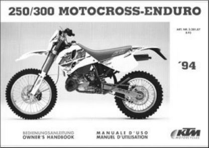 Official 1994 KTM 250 300 Motocross Enduro Owners Handbook