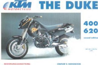 Official 1996 KTM 400 620 Duke Owners Handbook