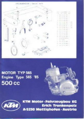 Official 1985 KTM 565 500cc Engine Spare Parts Poster