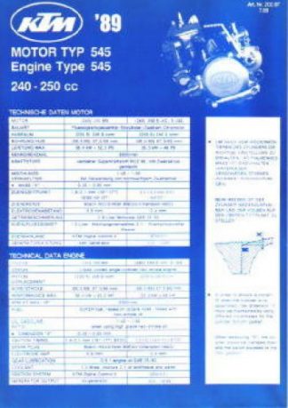 Official 1989 KTM 240-250cc 545 Engine Spare Parts Poster