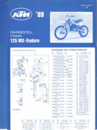 Official 1989 KTM 125 MX Enduro Motorcycle Chassis Spare Parts Poster