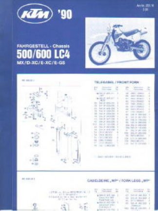 Official 1990 KTM 500 600 LC4 MX DXC EXC EGS Chassis Spare Parts Poster