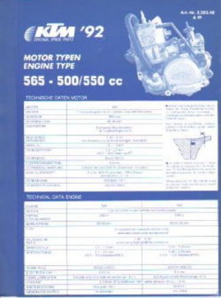 Official 1992 KTM 500 550 Engine Spare Parts Poster