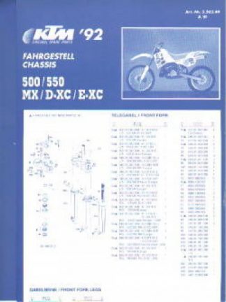 Official 1992 KTM 500 550 MX DXC EXC Chassis Spare Parts Poster