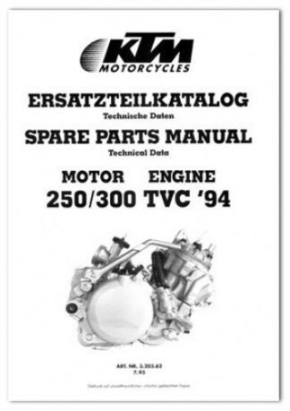 Official 1994 KTM 250 300 TVC Engine Spare Parts Manual