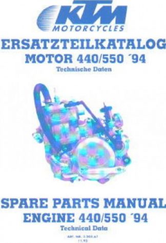 Official 1994 KTM 440 550 Engine Spare Parts Manual