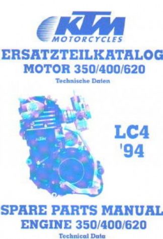 Official 1994 KTM 350 400 620 Engine Spare Parts Manual