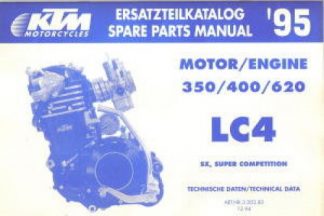 Official 1995 KTM 350 400 620 LC4 SX SUPER COMPETITION Engine Spare Parts Manual