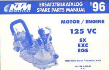 Official 1996 KTM 125 VC SX EXC EGS Engine Spare Parts Manual