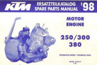 Official 1998 KTM 250 300 380 Engine Spare Parts Manual