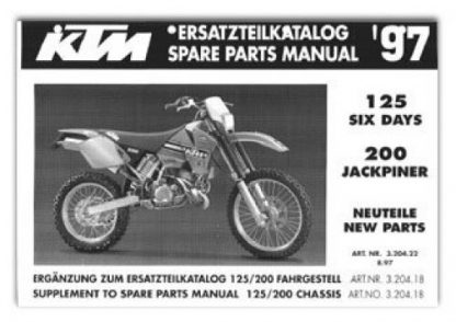 Official 1997 KTM 200 Jackpiner 125 Six Days Chassis Parts Manual Supplement