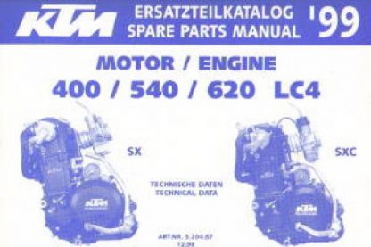 Official 1999 KTM 400 540 620 LC4 Engine Spare Parts Manual