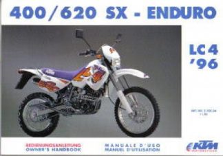 Official 1996 KTM 400 620 SX-ENDURO LC4 Owners Handbook