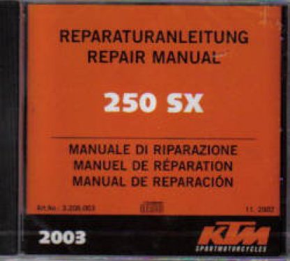 Official 2003 KTM 250SX Repair Manual on CD-ROM