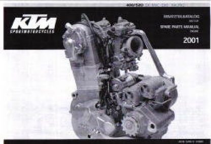 Official 2001 KTM 400 520 SX MXC EXC Engine Spare Parts Manual